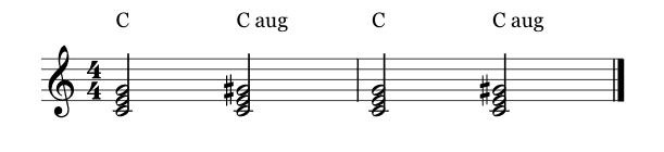 C major vs aumentada de acordes